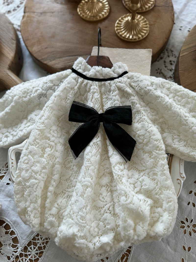 Lace Ribbon Romper _Beige Pink