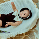 Ribbon Swimsuit & Bonnet Set_ Black
