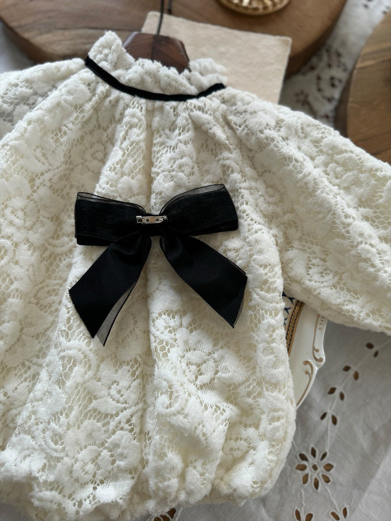 Lace Ribbon Romper _Cream
