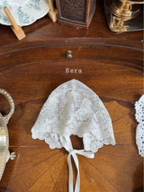 Hera White Lace Bonnet