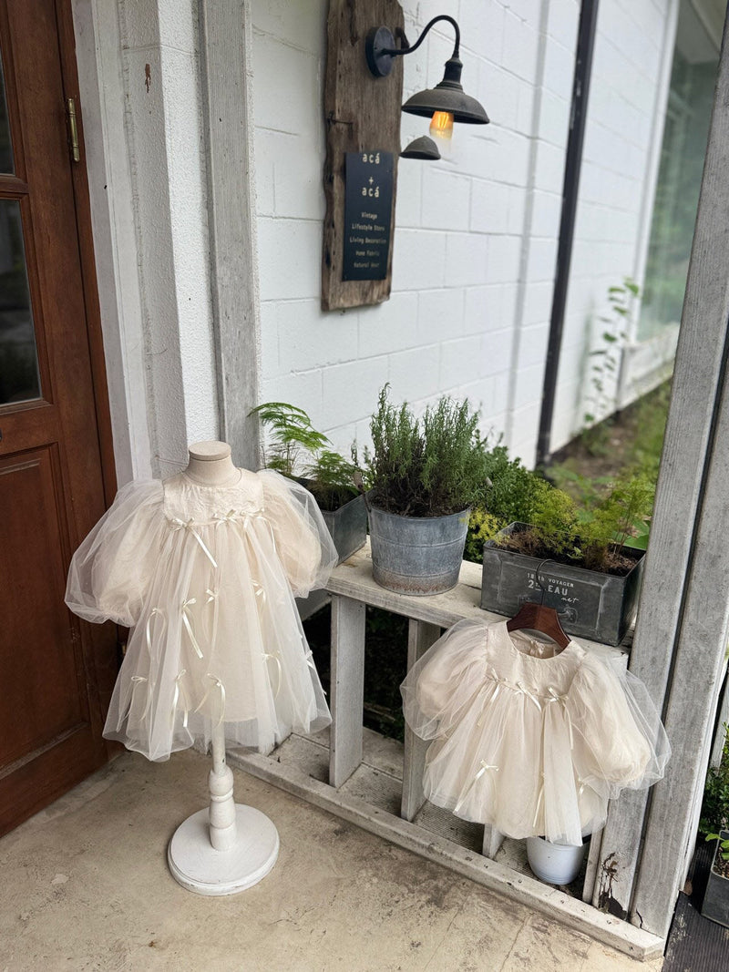 M Ribbon Dress _Cream
