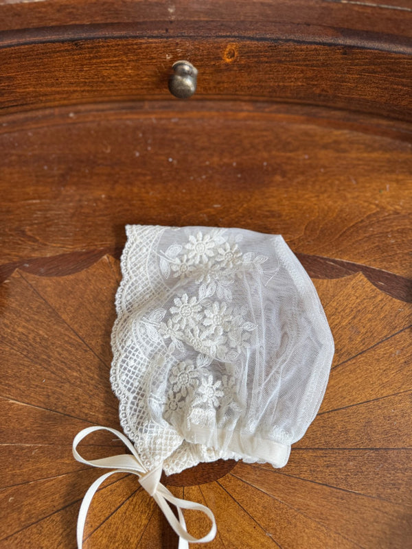 Karen Cream Lace Bonnet