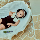 Ribbon Swimsuit & Bonnet Set_ Black