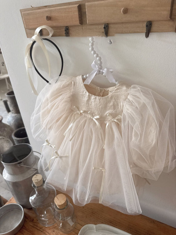 M Ribbon Dress Romper_ Cream
