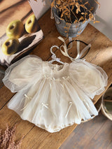 M Ribbon Dress Romper_ Cream