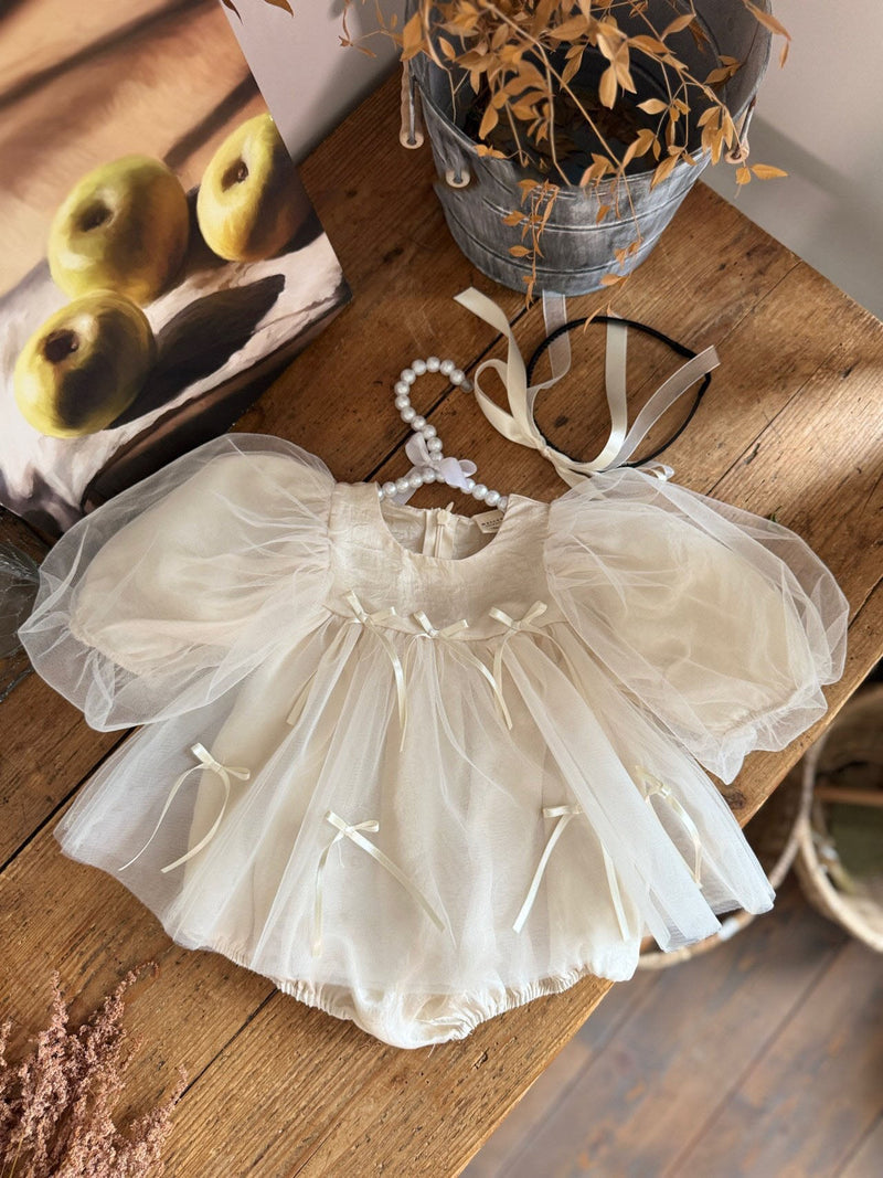 M Ribbon Dress Romper_ Cream