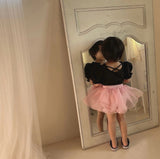 Black Pink Blouse & Skort Set
