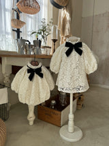 Lace Ribbon Romper _Cream