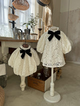 Lace Ribbon Romper _Cream