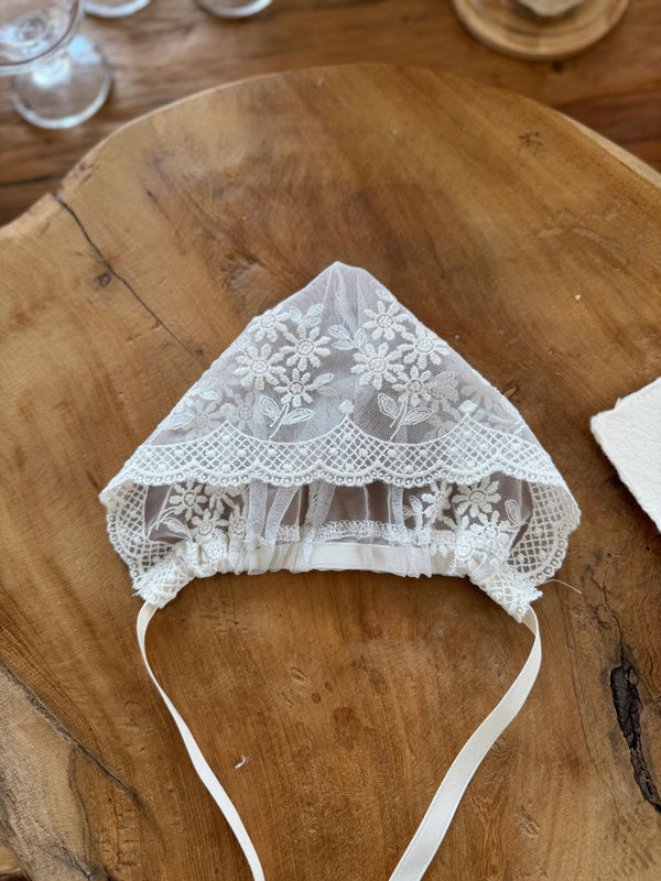 Karen Cream Lace Bonnet