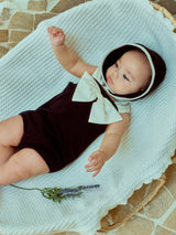 Ribbon Swimsuit & Bonnet Set_ Black