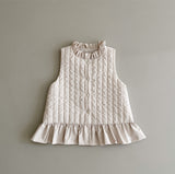 Frill Quilted Vest _ Cream