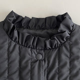 Frill Quilted Vest _ Black