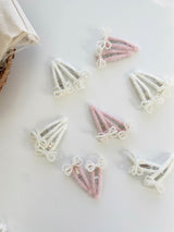 Mini Pearl Bow Clip Set