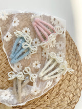 Mini Pearl Bow Clip Set