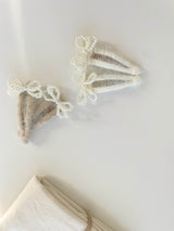 Mini Pearl Bow Clip Set