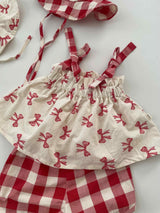 Red Ribbon Sleeveless Blouse