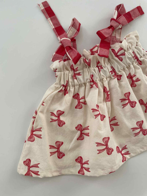 Red Ribbon Sleeveless Blouse