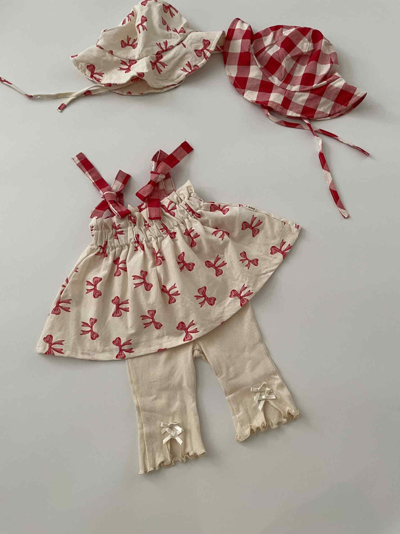 Red Ribbon Sleeveless Blouse