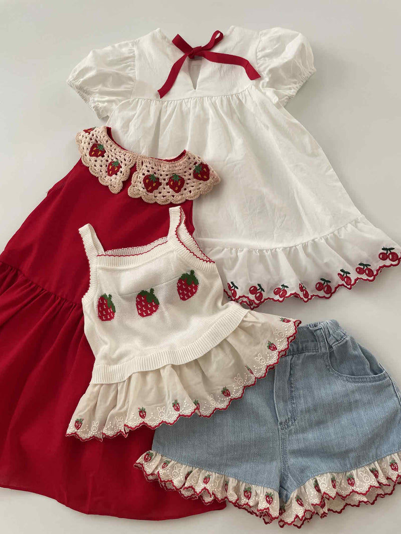 Strawberry Pop Denim Shorts