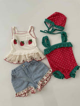 Strawberry Pop Denim Shorts