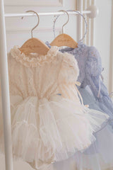 Velorin Shimmer Tulle Dress Romper_Cream