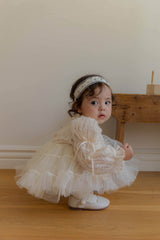 Velorin Shimmer Tulle Dress Romper_Cream