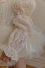 Velorin Shimmer Tulle Dress Romper_Cream