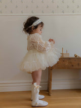 Velorin Shimmer Tulle Dress Romper_Cream