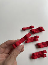 Red Ribbed Tape Mini Ribbon Clip Set