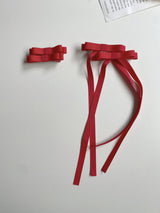 Red Ribbed Tape Long Tail Ribbon Clip Set