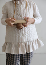 Frill Quilted Vest _ Cream