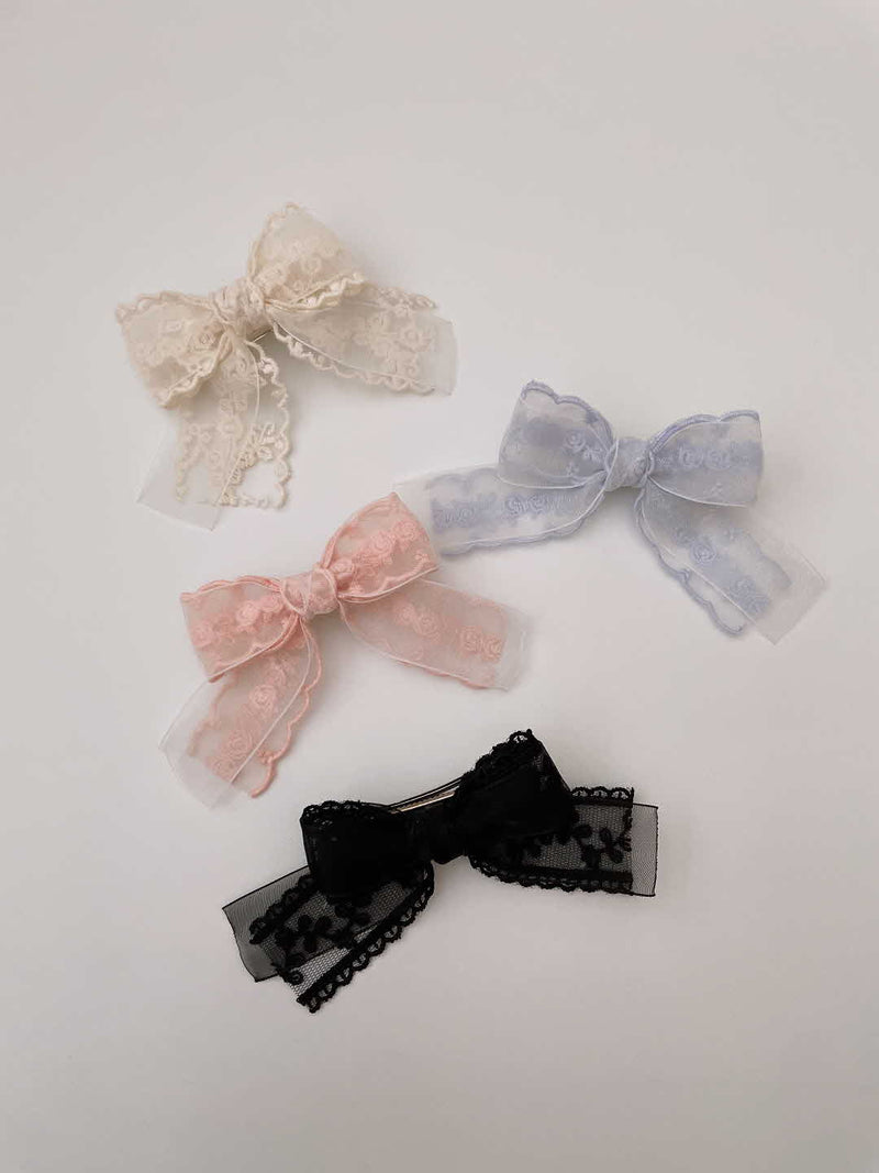 Double Organza Bow Short Tail Clips