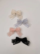 Double Organza Bow Short Tail Clips