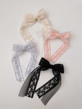 Double Organza Bow Long Tail Clips