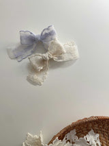 Double Organza Bow Short Tail Clips