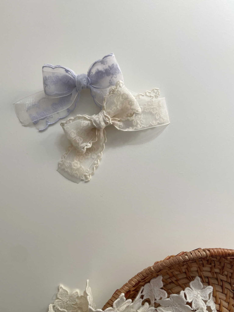 Double Organza Bow Short Tail Clips