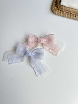 Double Organza Bow Short Tail Clips