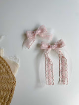 Double Organza Bow Long Tail Clips