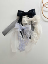 Double Organza Bow Long Tail Clips