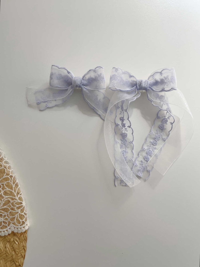 Double Organza Bow Long Tail Clips