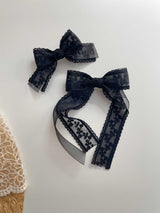 Double Organza Bow Long Tail Clips