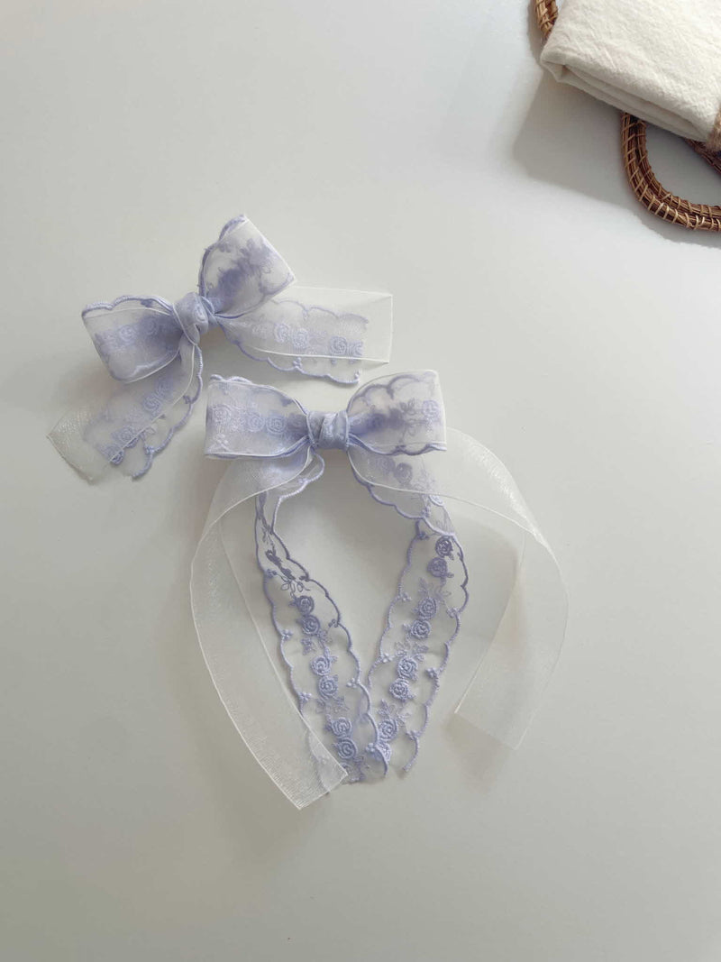 Double Organza Bow Long Tail Clips