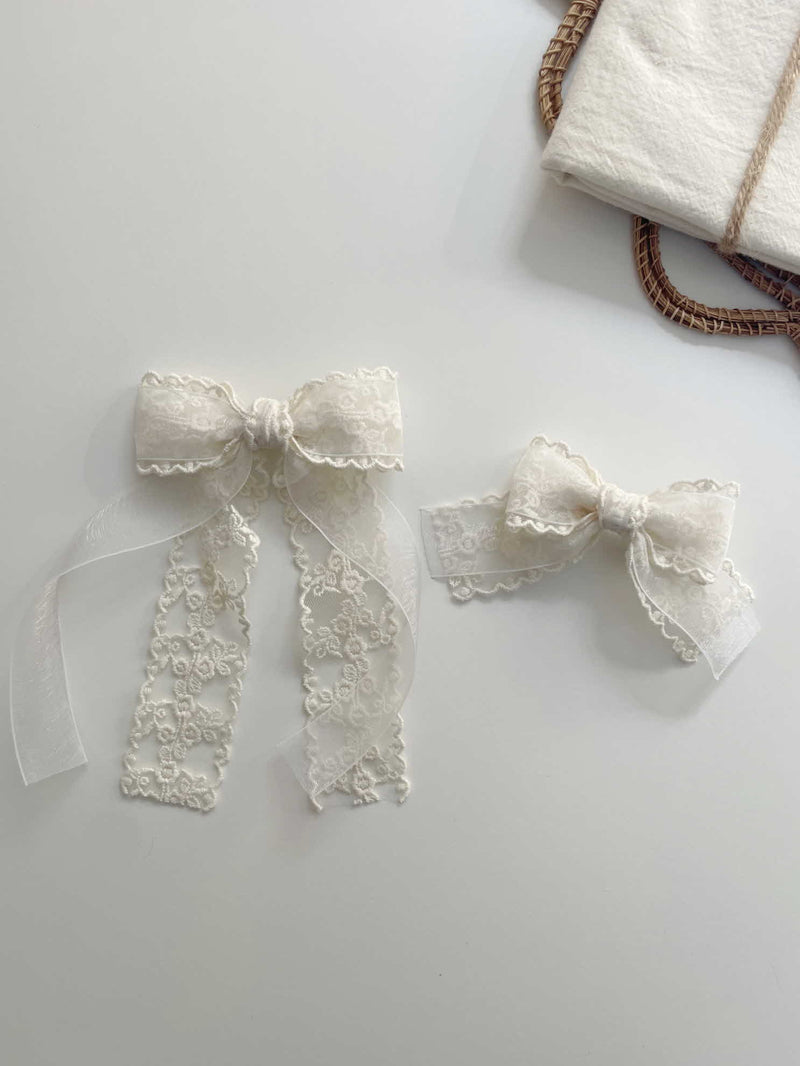 Double Organza Bow Long Tail Clips