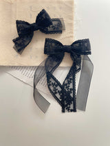 Double Organza Bow Long Tail Clips