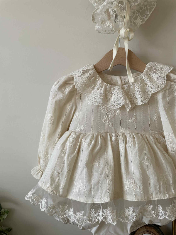 Vanilla Embroidery Dress Romper