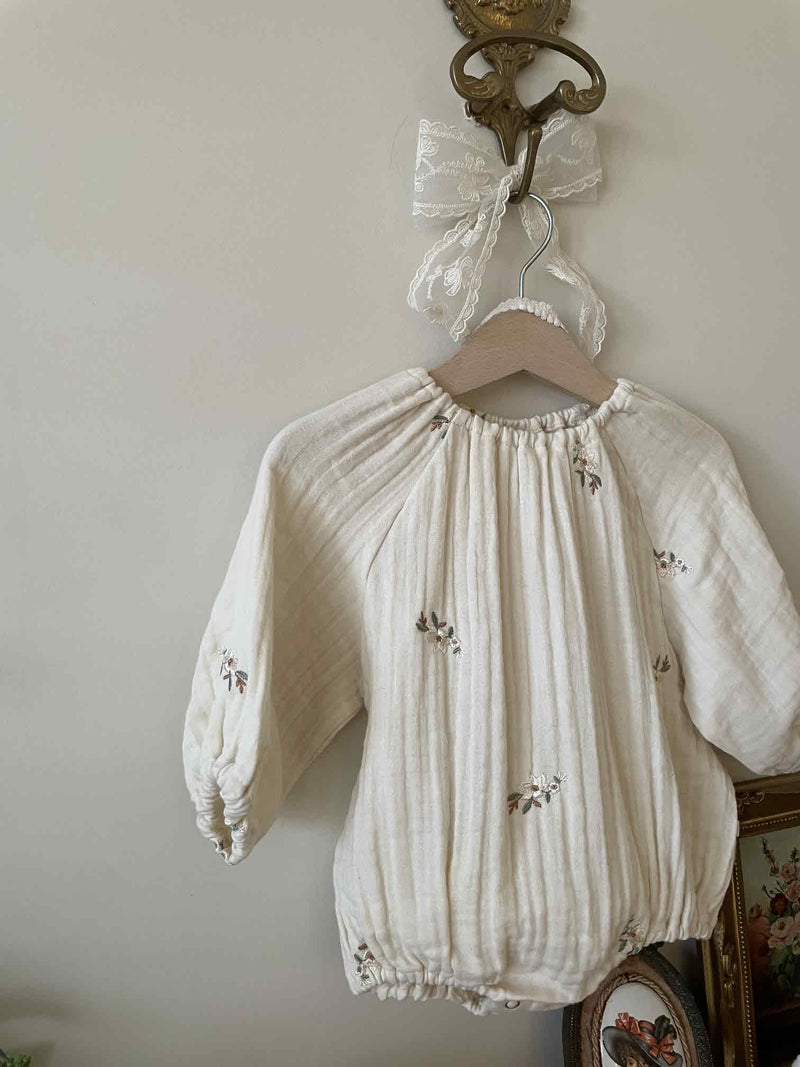 Cream Blossom Romper