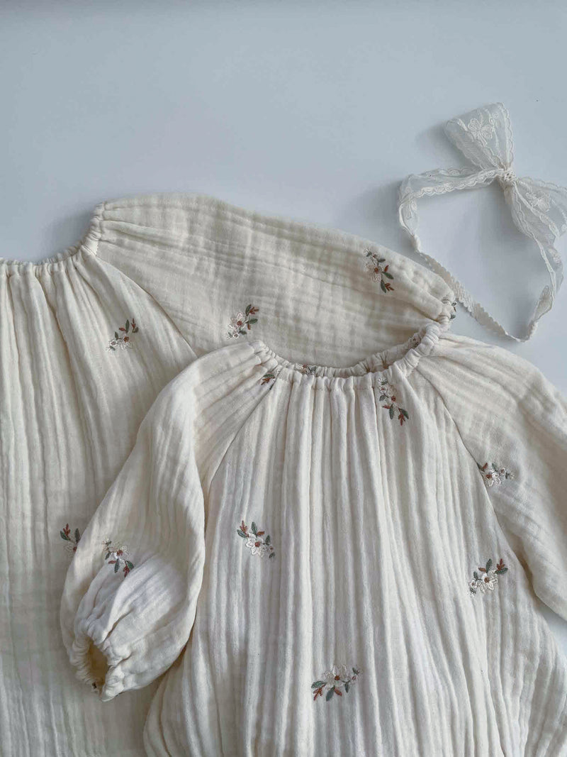 Cream Blossom Romper