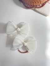 Belle Triple Organza Bow Headband_Cream