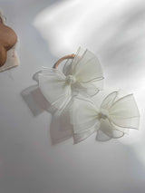 Belle Triple Organza Bow Headband_Cream